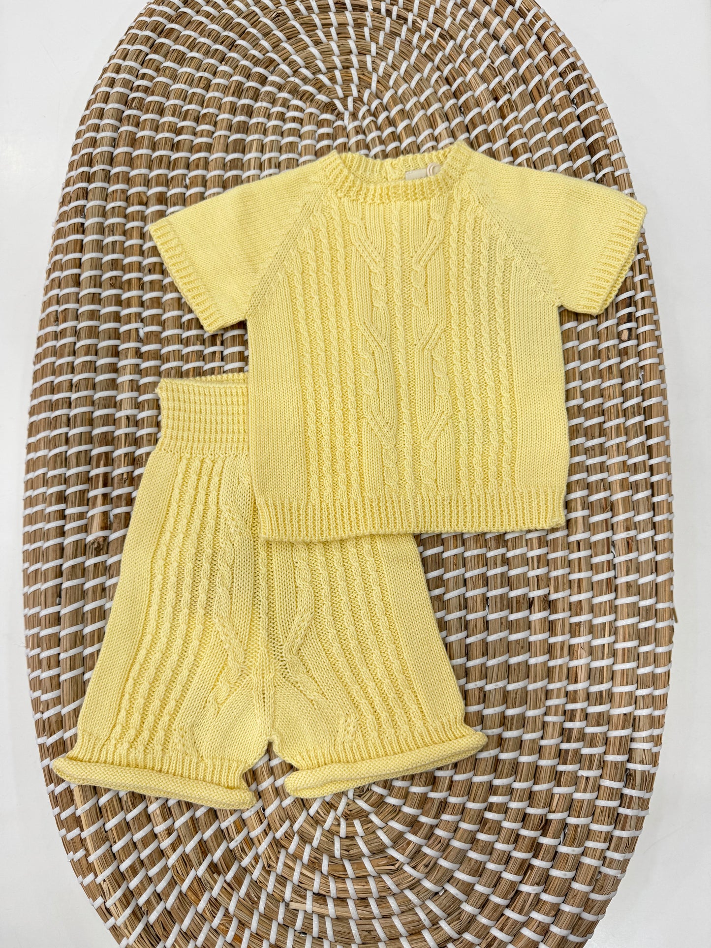 Coordinato due pezzi treccia giallo