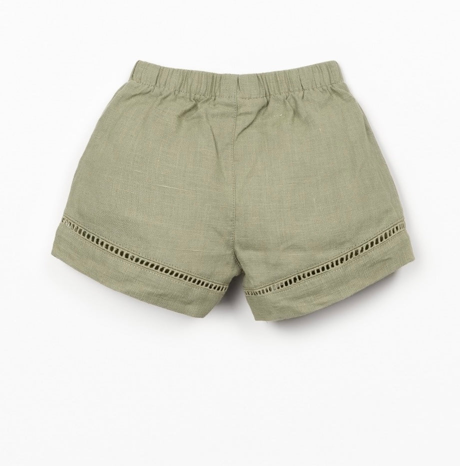 Shorts di lino verde