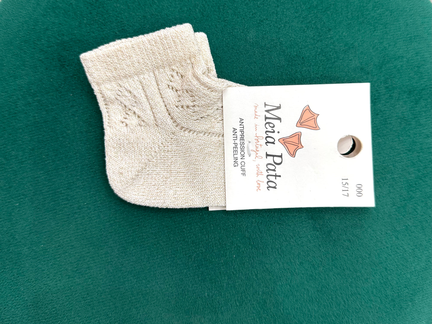 Calzini laminati corti alla caviglia beige
