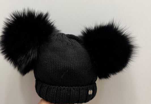 Cappello doppio PonPom nero