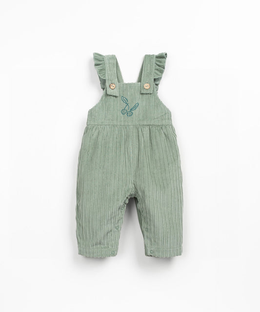 Salopette in velluto con stampa frontale