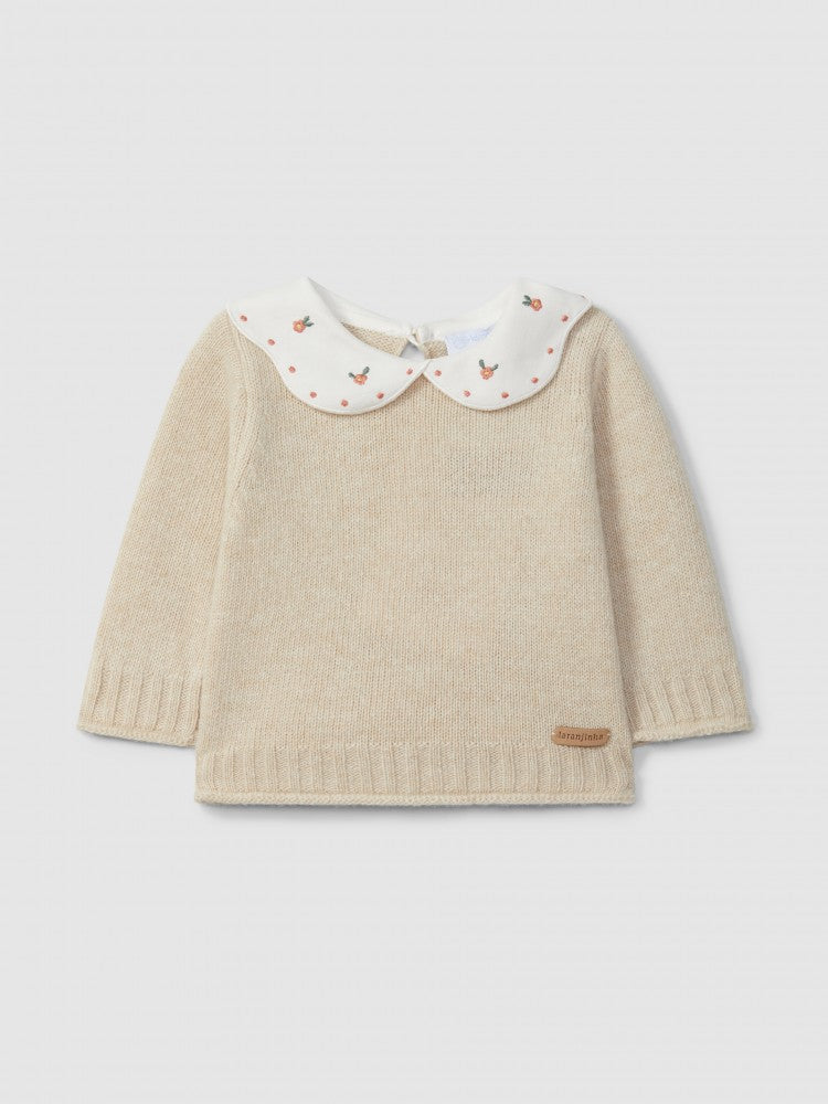 Maglioncino con colletto ricamato