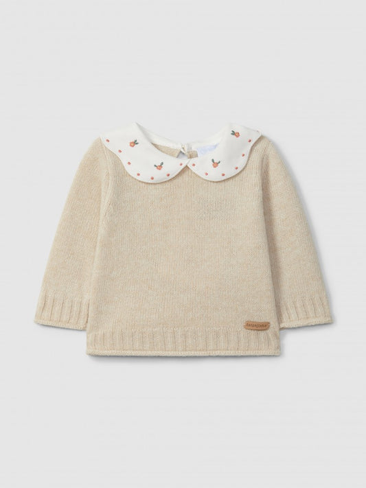 Maglioncino con colletto ricamato