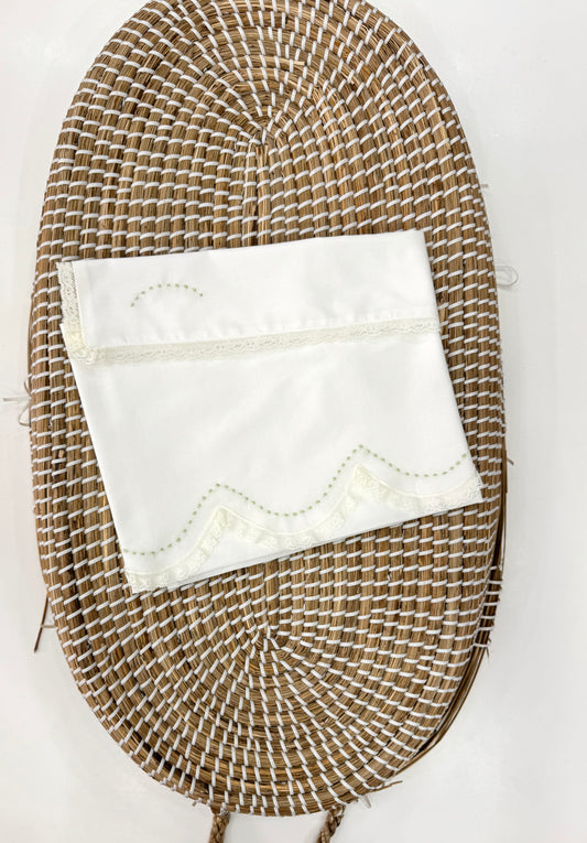Set lenzuola pizzo avorio/verde