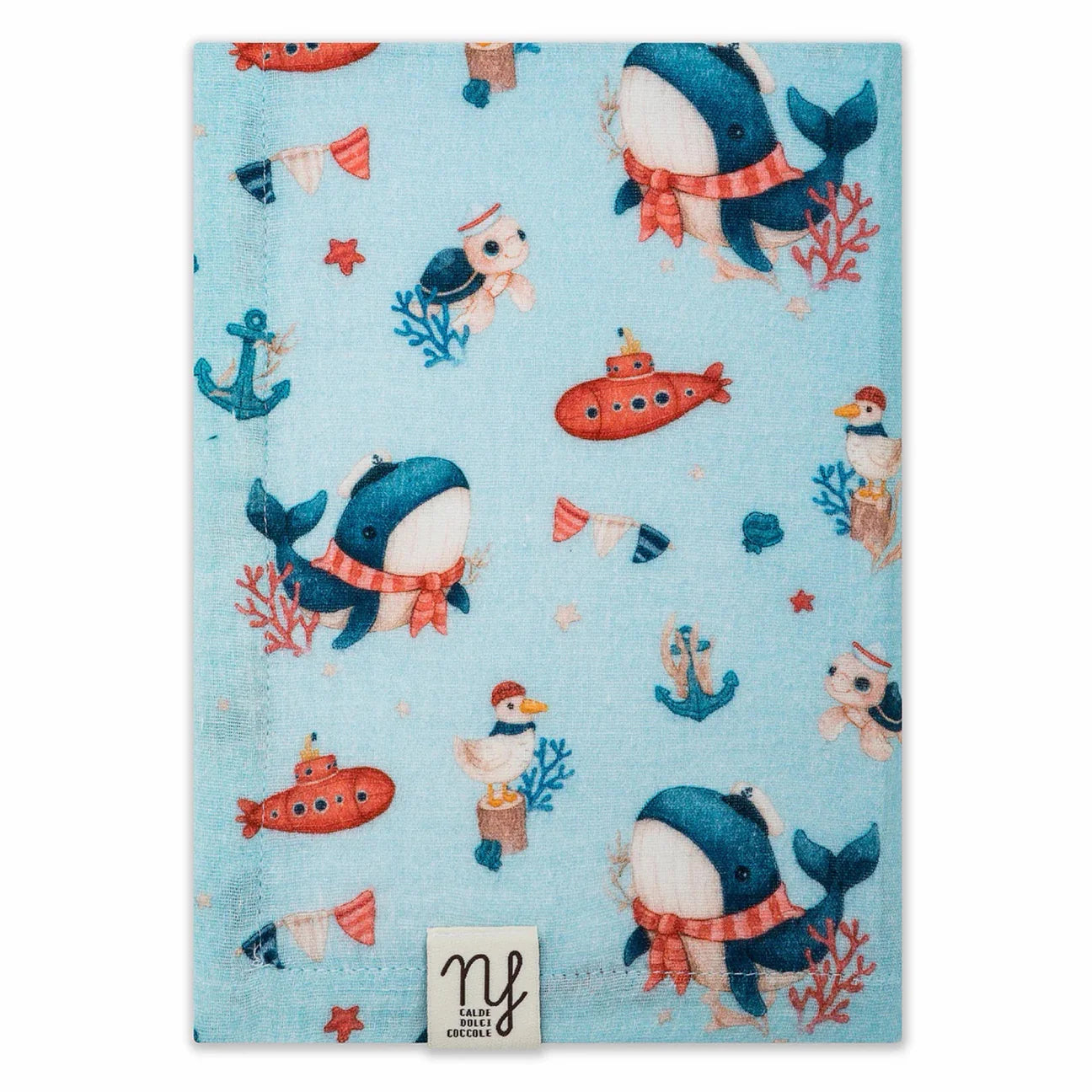 Mussola in cotone Balena azzurra