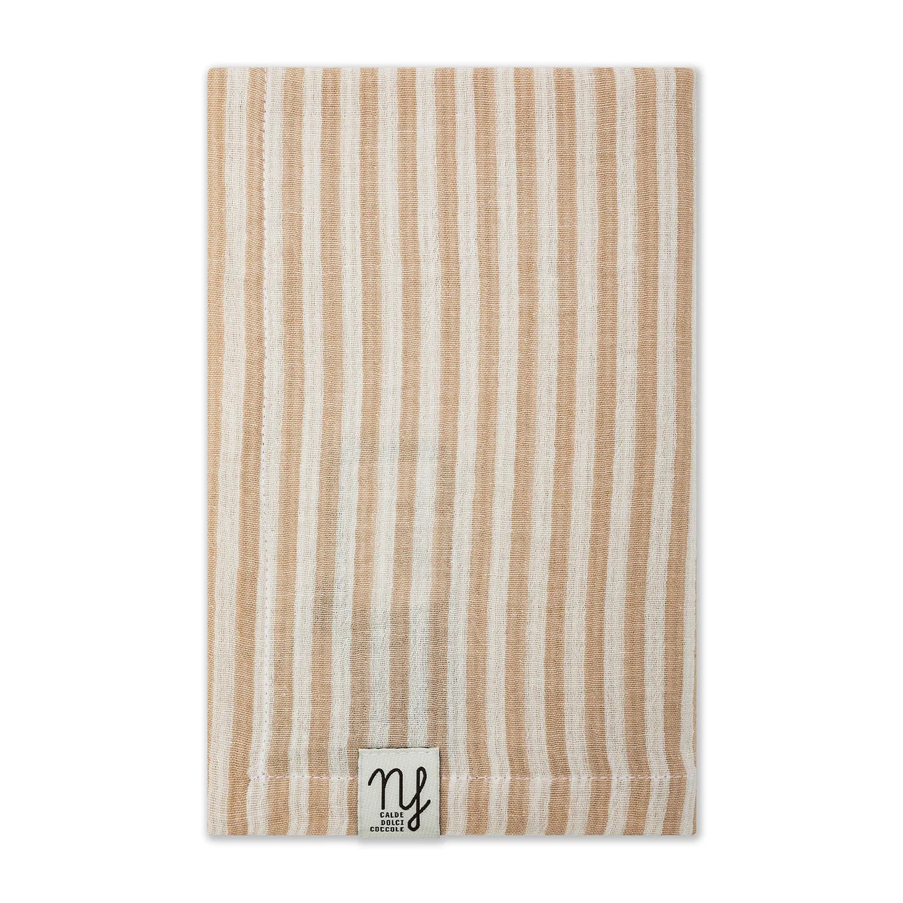 Mussola in cotone rigata beige