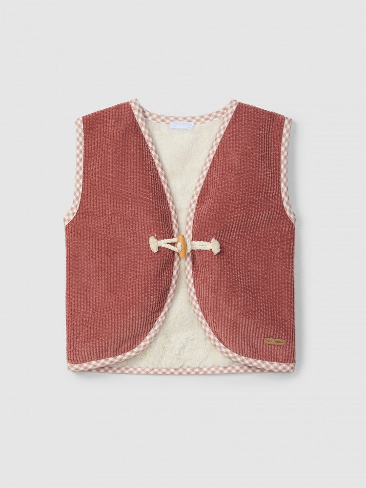 Gilet in velluto a coste con pelliccia