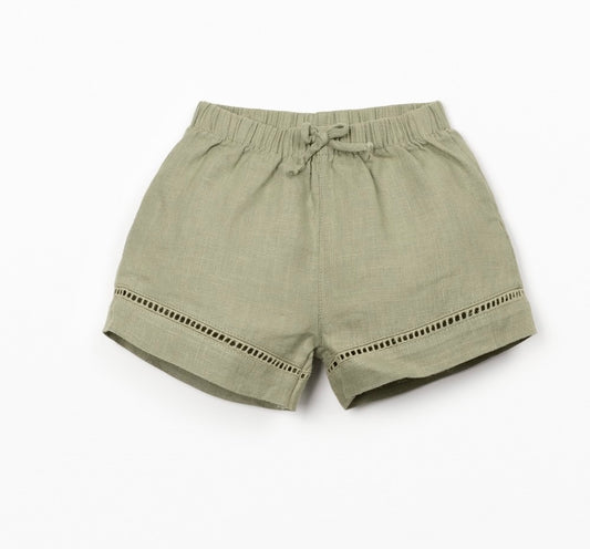 Shorts di lino verde