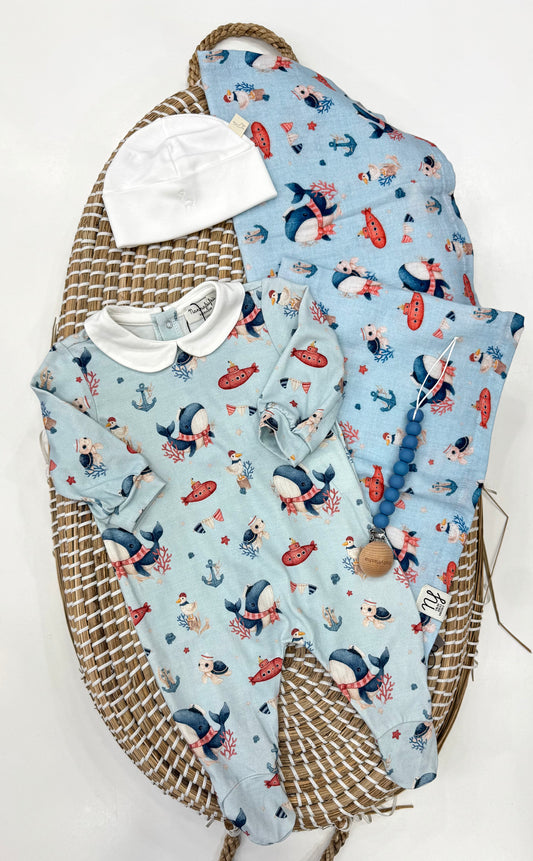 Tutina in bamboo balene azzurra