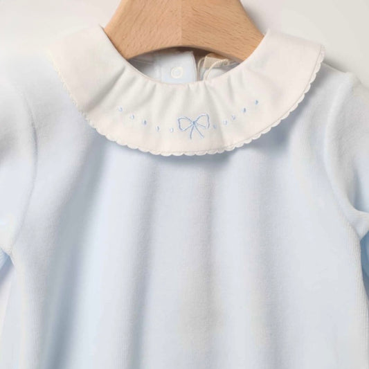 Tutina fiocco ricamato celeste