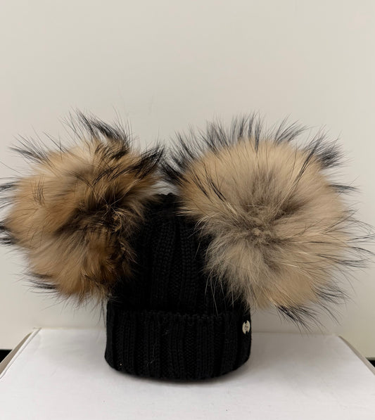 Cappello doppio PonPom nero