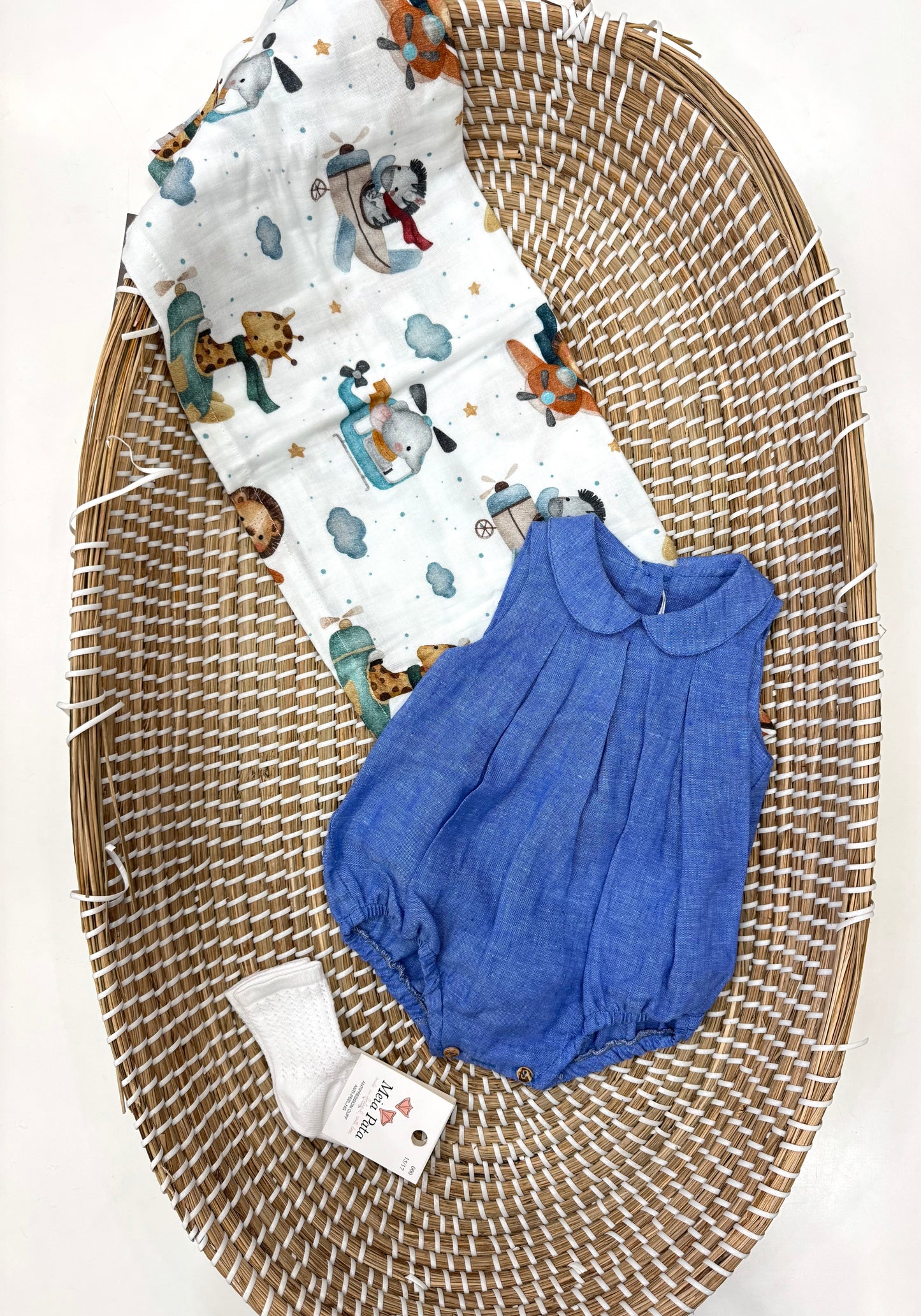 Pagliaccetto lino Blu