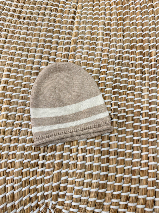 Cappello righe beige