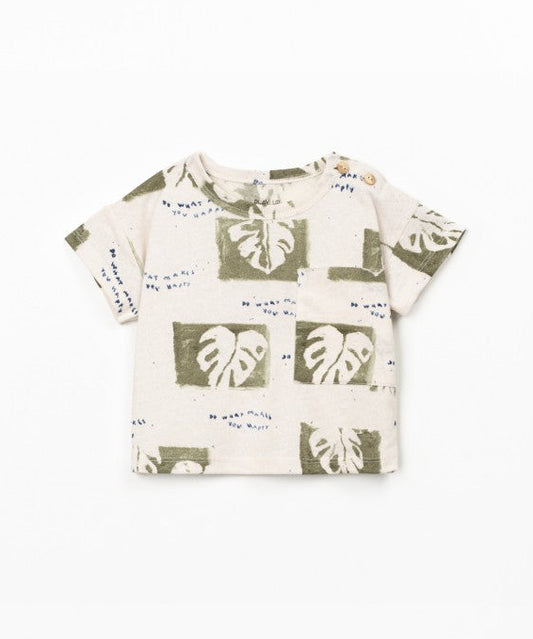 T-shirt con stampa monstera