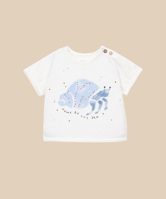 T-shirt stampa azzurra